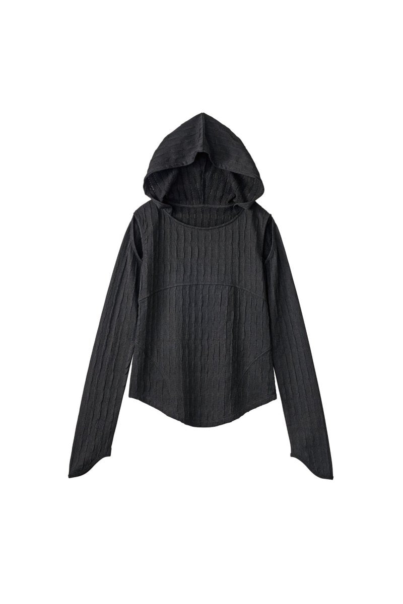 hooded jacquard top/black | KNUTH MARF