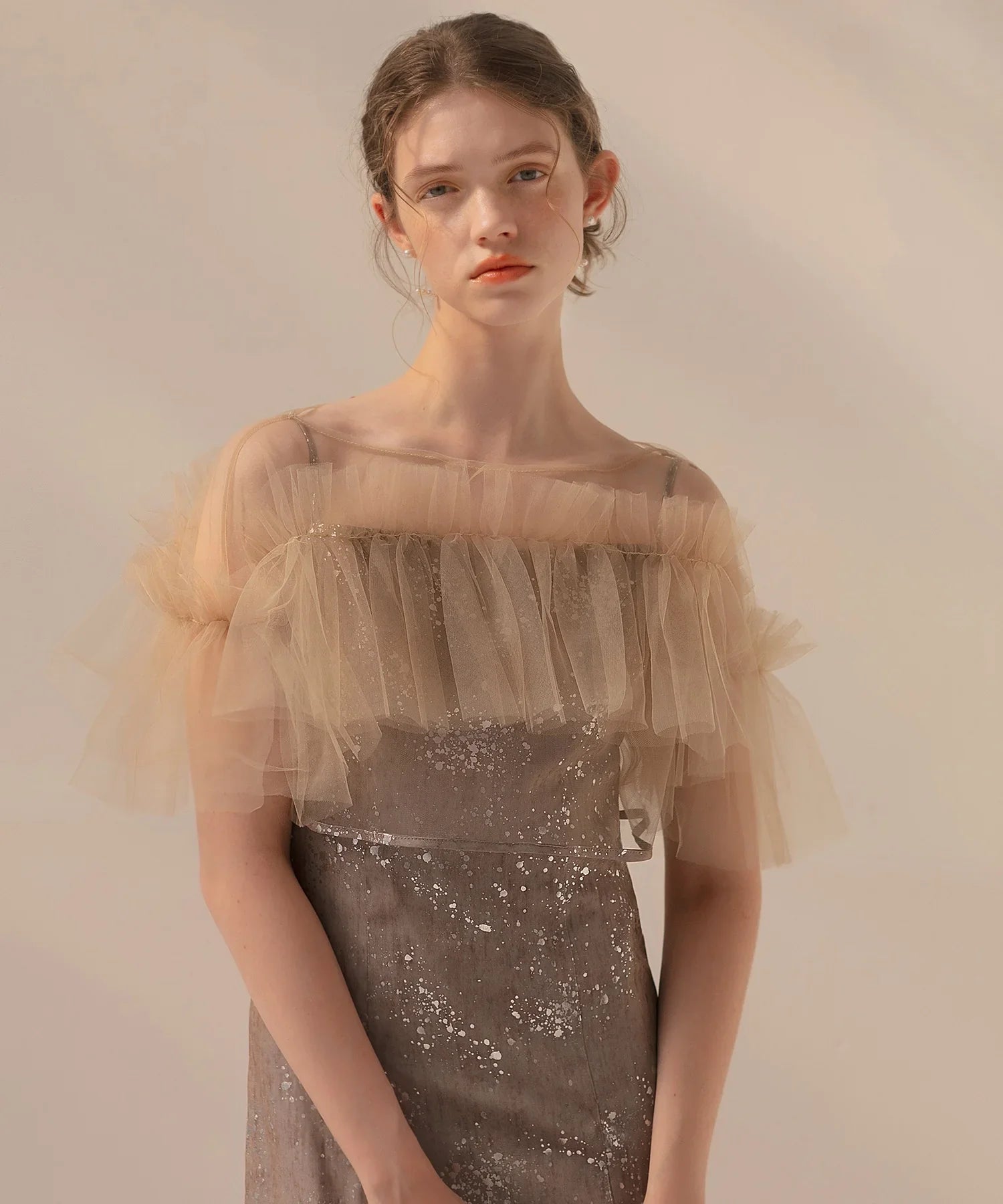 当日発送】チュールフリルボレロペイントマーメイドワンピース結婚式