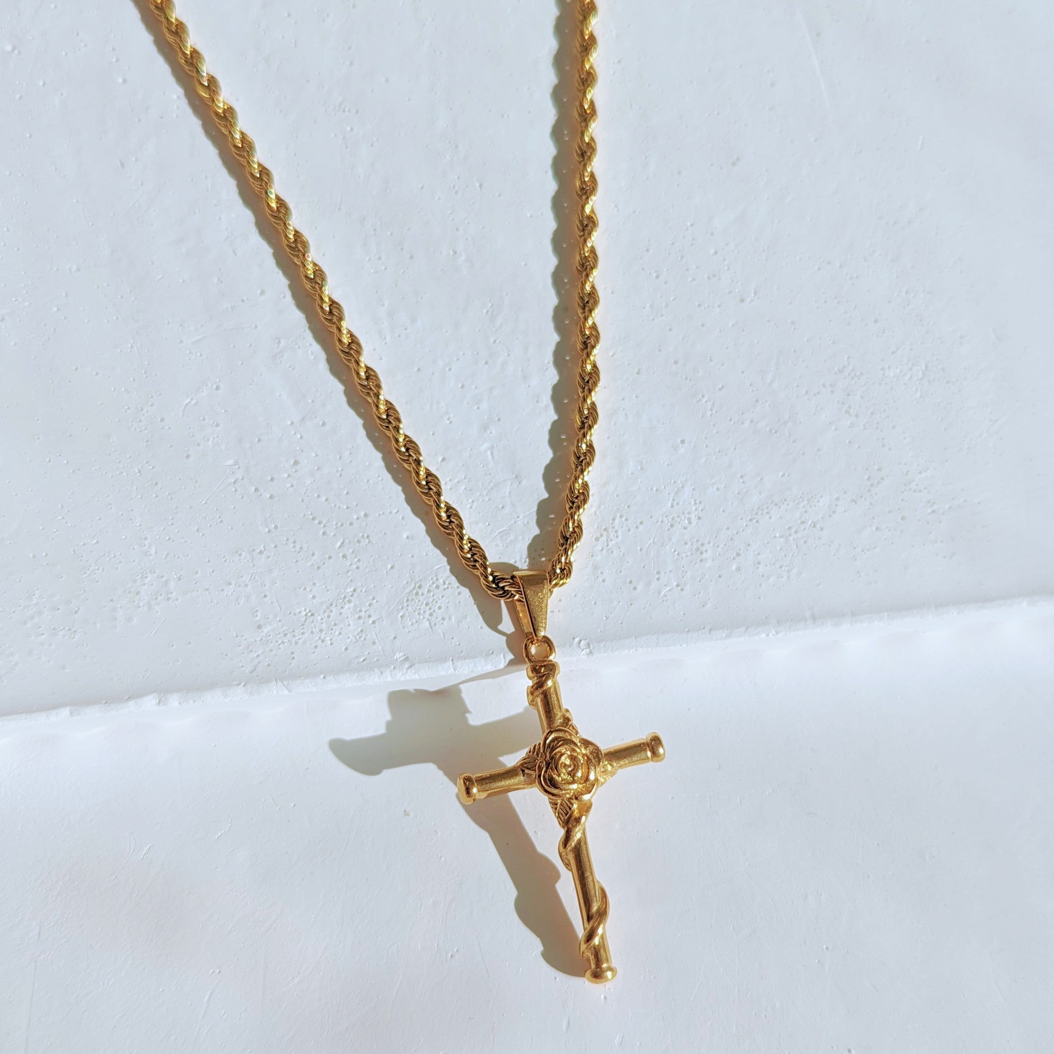 Kids' Rose Wrapped Cross Necklace | Gogo Lush