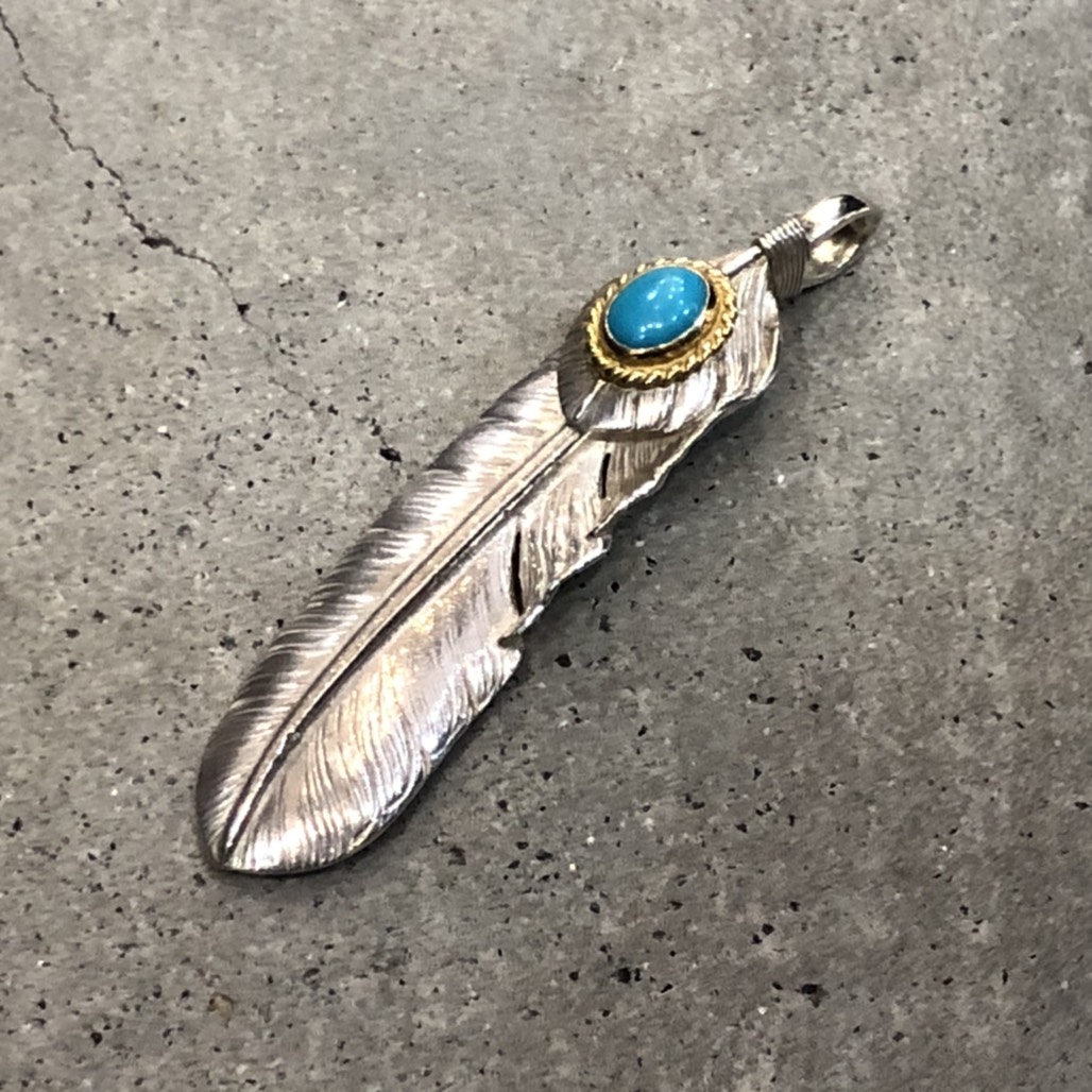 0104 【上銀金縄ターコイズ特大フェザー】