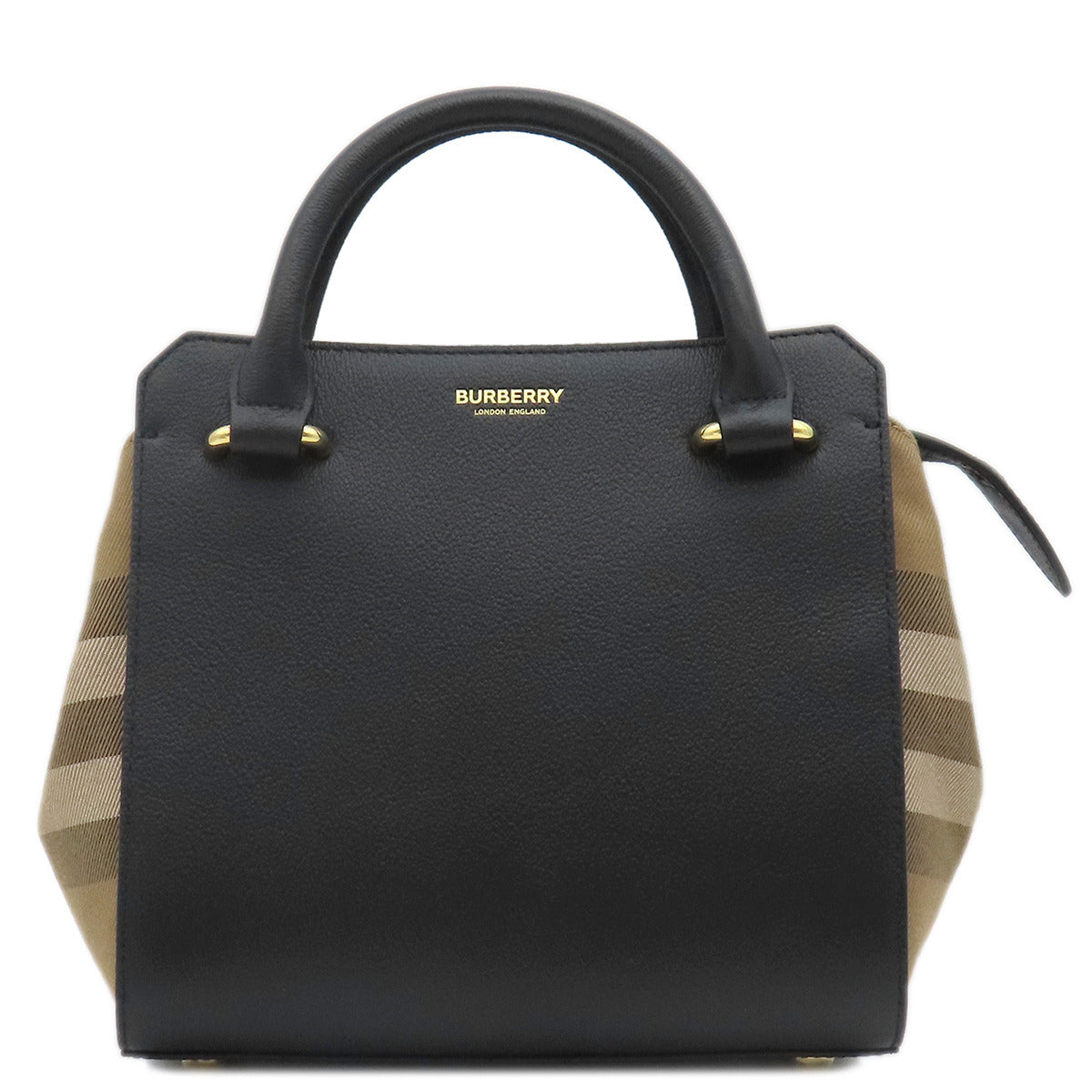 BURBERRY バーバリー ミニツートン レザー ハンドバッグ ブラック