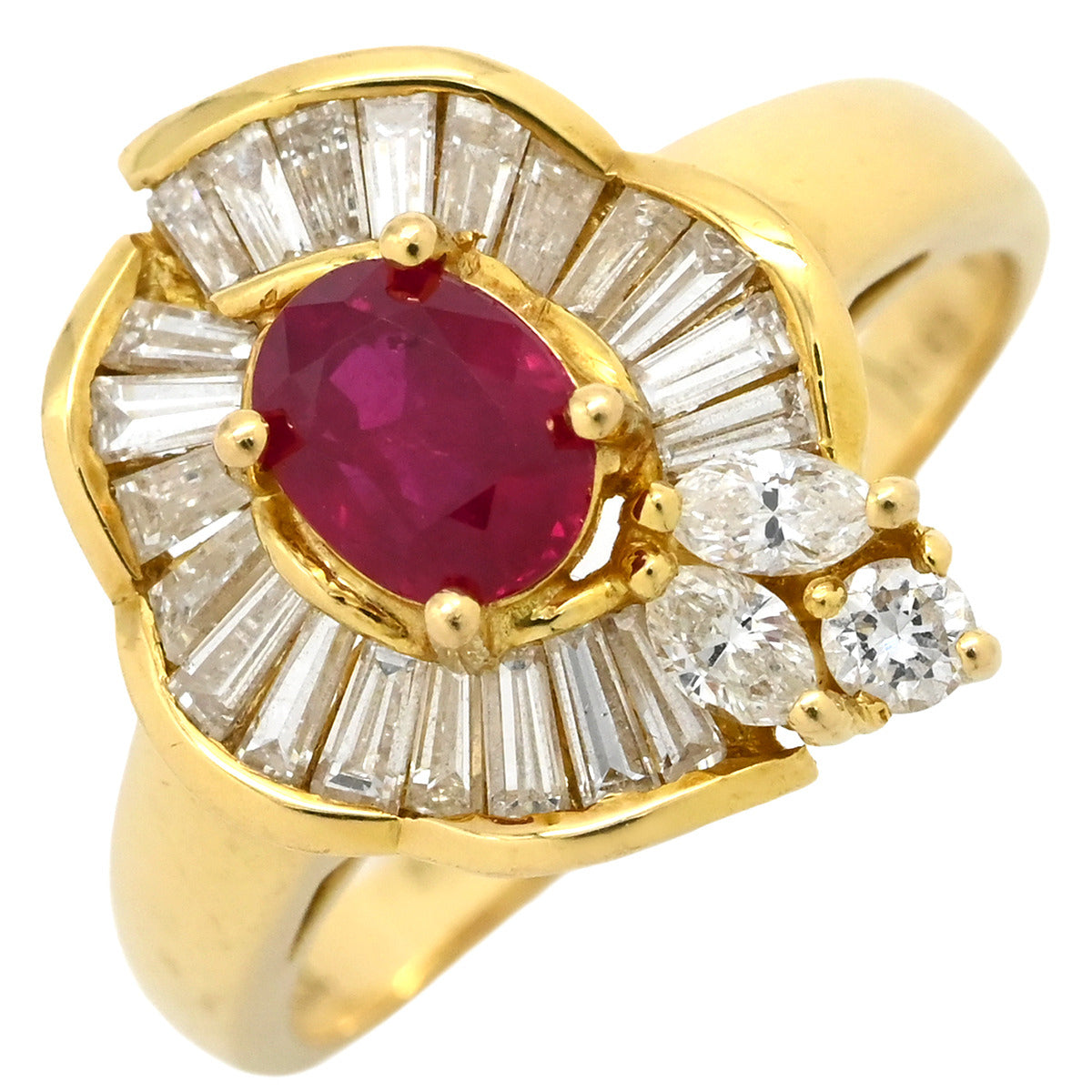 ノンブランド NON BRAND ルビー ダイヤ レッド×イエローゴールド