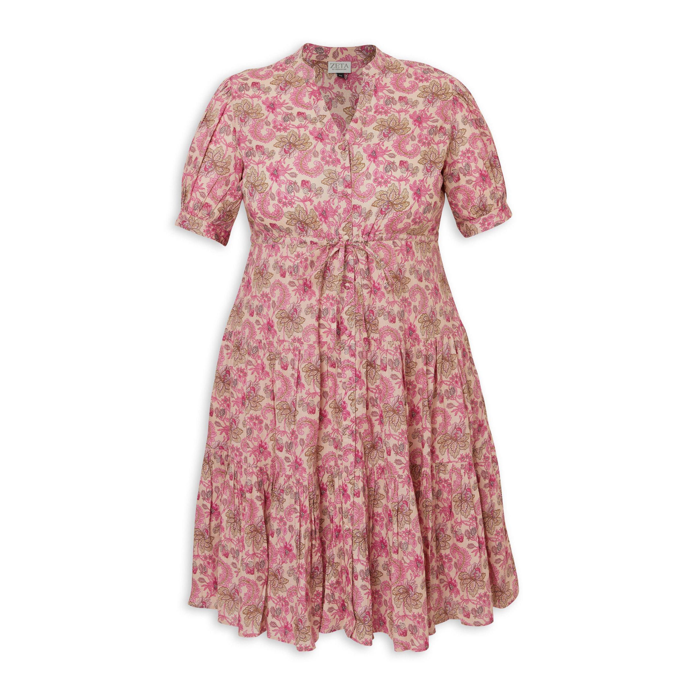 Pink Paisley Tiered Plus Size Dress (3212783) | Zeta