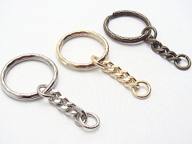 チェーン付き 波2重リング キーホルダー金具 キーホルダーパーツ