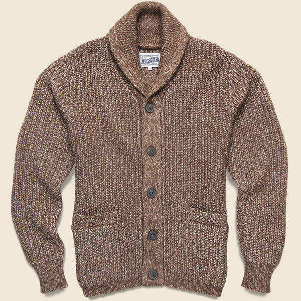 Shawl Collar Cardigan - Brown