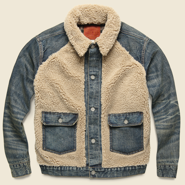 Grizzly Sherpa-Paneled Denim Jacket - Indigo