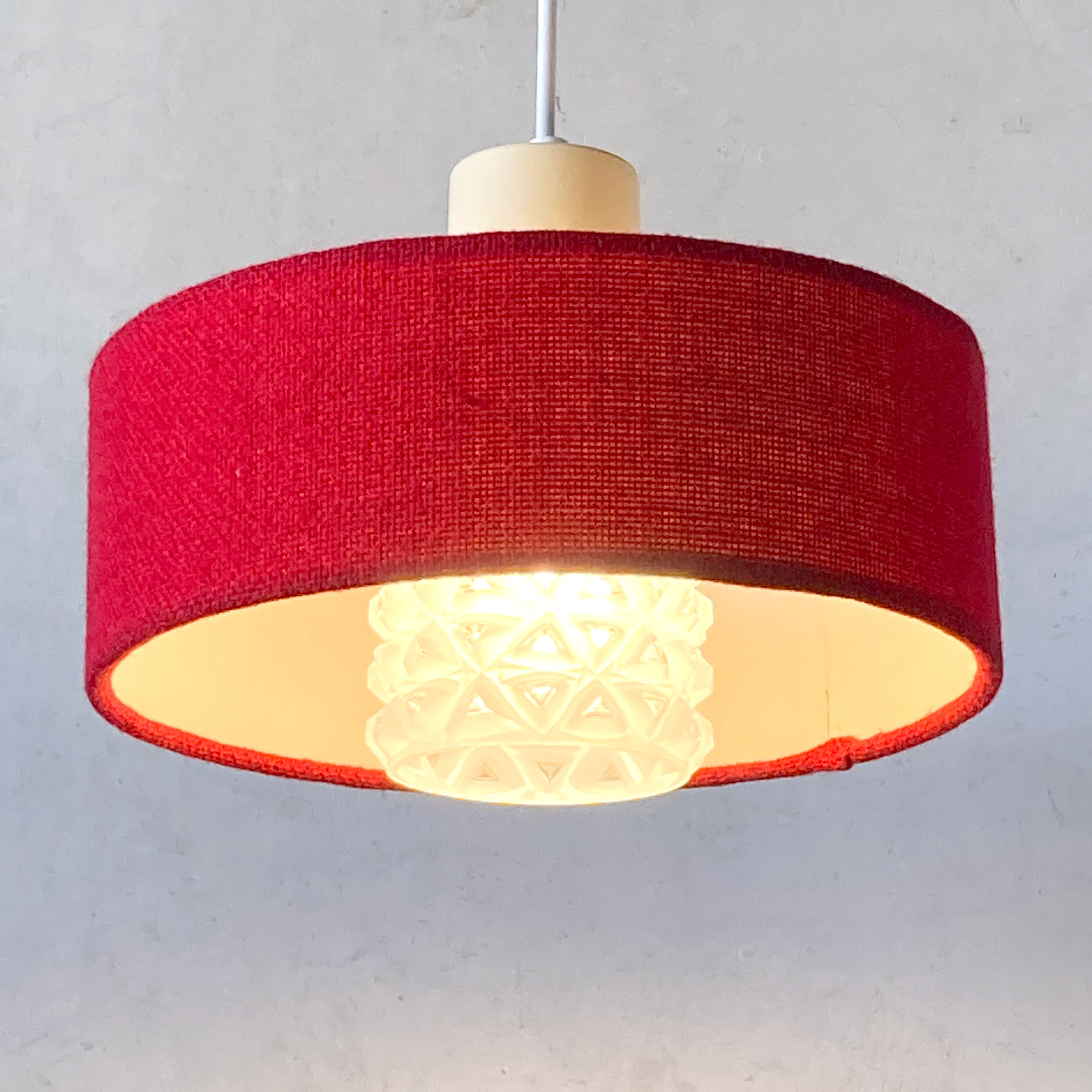 ドイツ 70's ヴィンテージ・ガラス シェード ペンダント ランプ ミッド