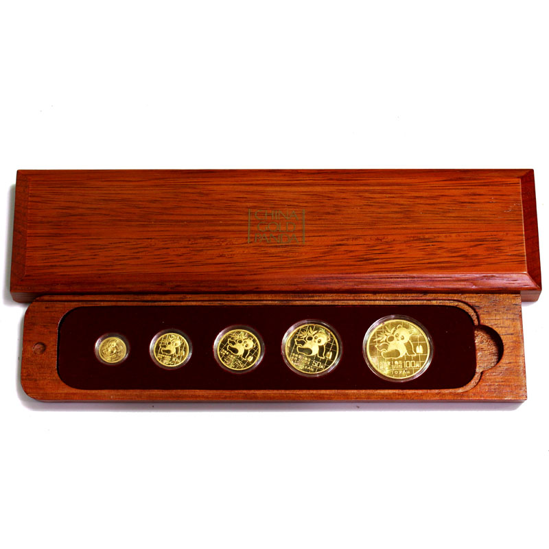 中国パンダ金貨 1989年 5枚セット 未使用 木箱付 | 収集ワールド