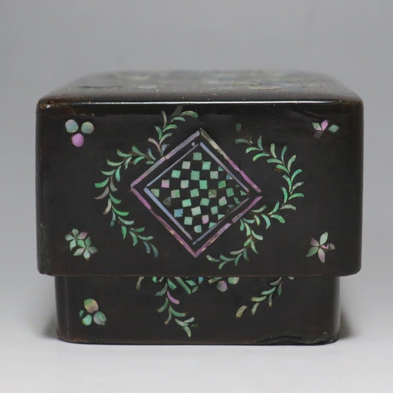 仙遊洞 琉球螺鈿 唐子 植物文 小箱