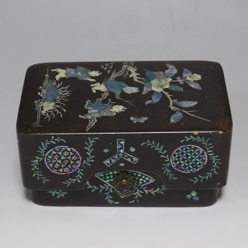 仙遊洞 琉球螺鈿 唐子 植物文 小箱