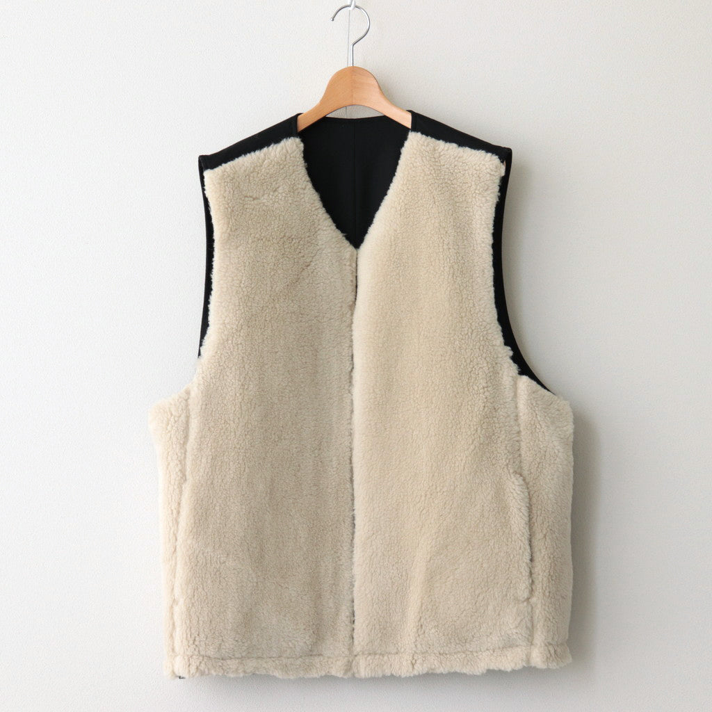WOOL FUR REVERSIBLE VEST #BEIGE [ST.630] – ciacura