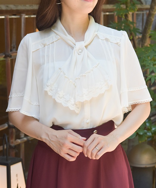 レース使いリボンブラウス | axes femme | axes femme online shop