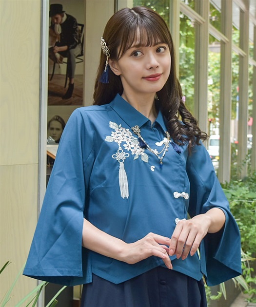 ジャスミン刺繍チャイナブラウス | axes femme online shop -outlet-