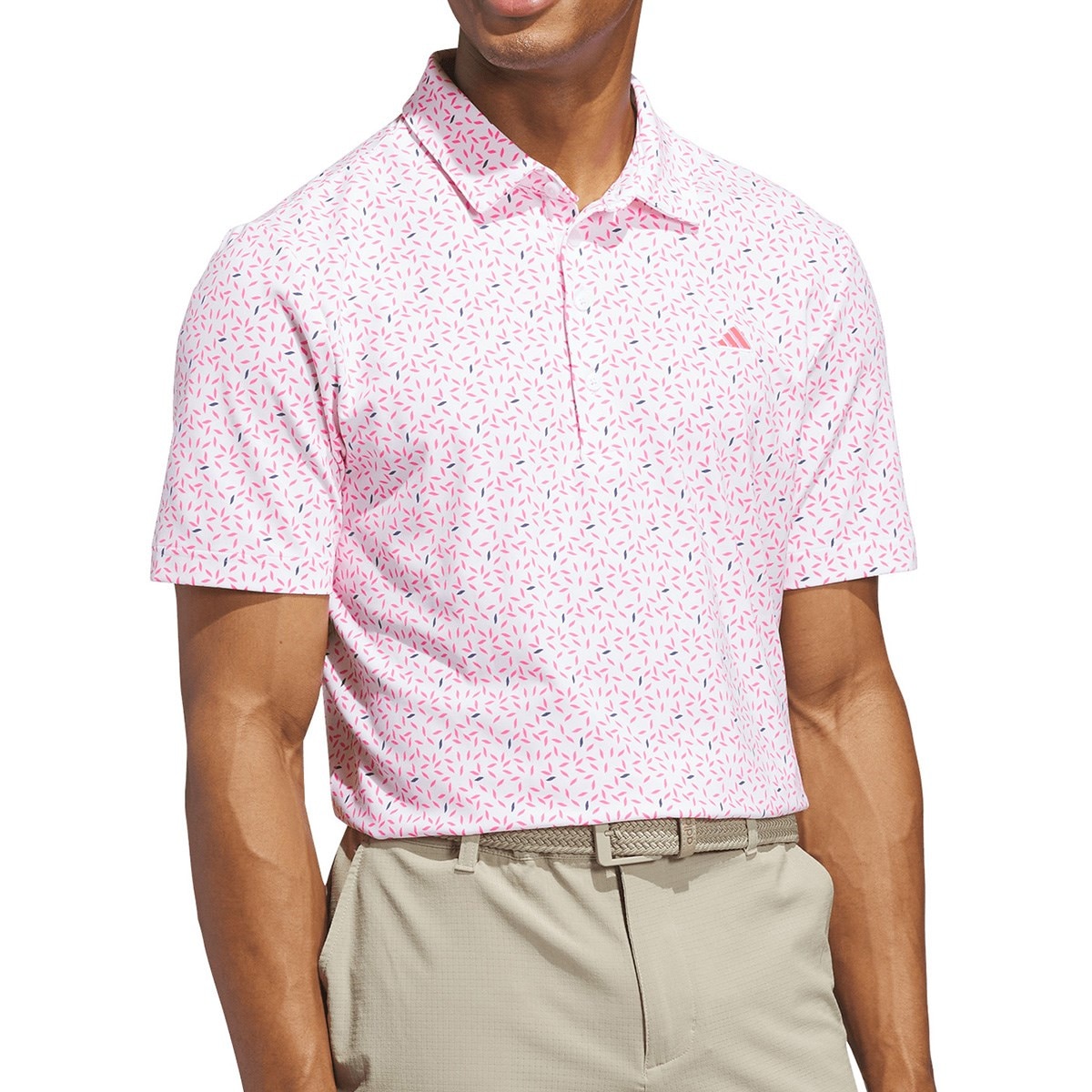 ストレッチ リーフモチーフ 半袖ポロシャツ(半袖シャツ・ポロシャツ