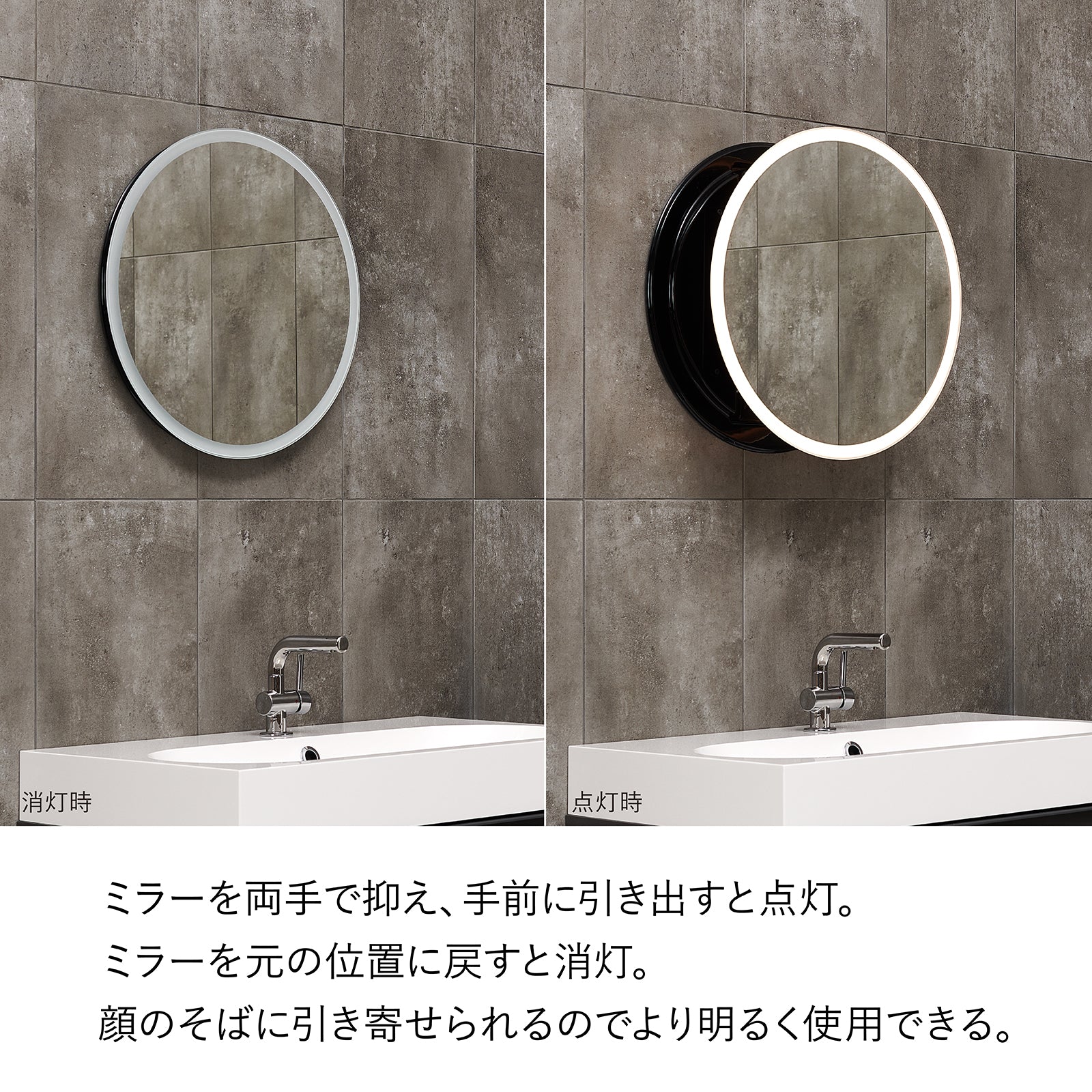 Miior社〉Sun.シリーズLED一体可動型ミラーライトGBK025｜ミラーライト