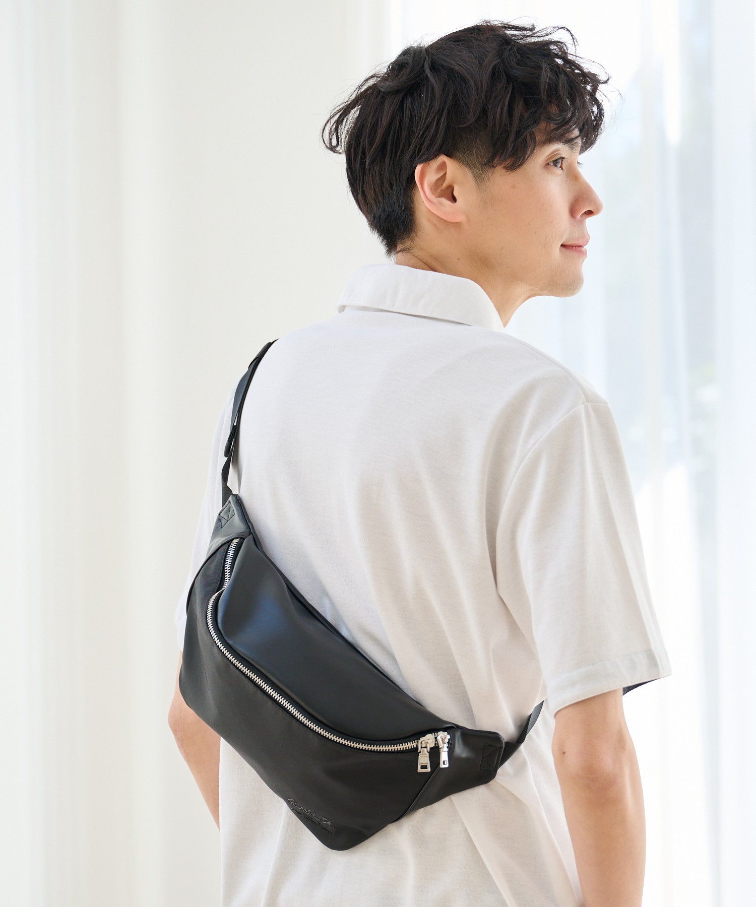 ポリエステル×フェイクレザー ボディバッグ（ボディバッグ/ウエスト