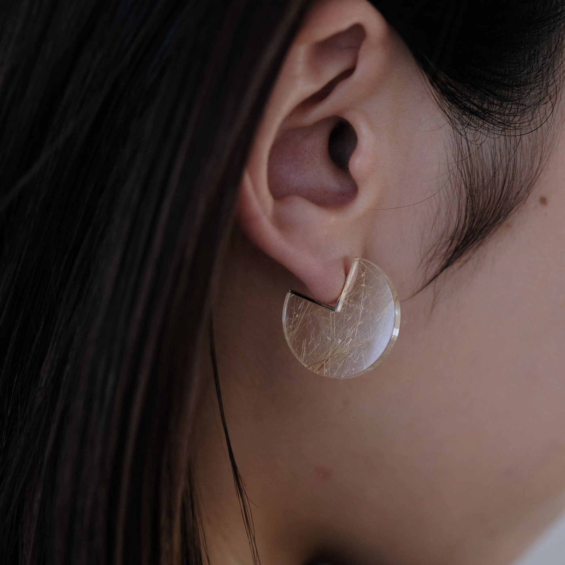 janukaｰスライス ピアス ルチルクォーツ