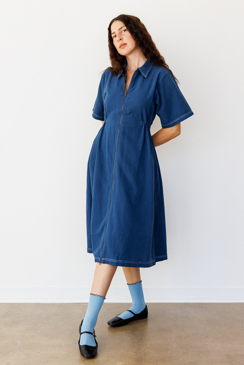 Noble Long Utility Dress in Navy