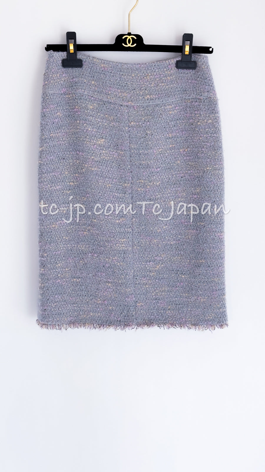 シャネル スカート CHANEL グレー ピンク ラベンダー マルチカラー