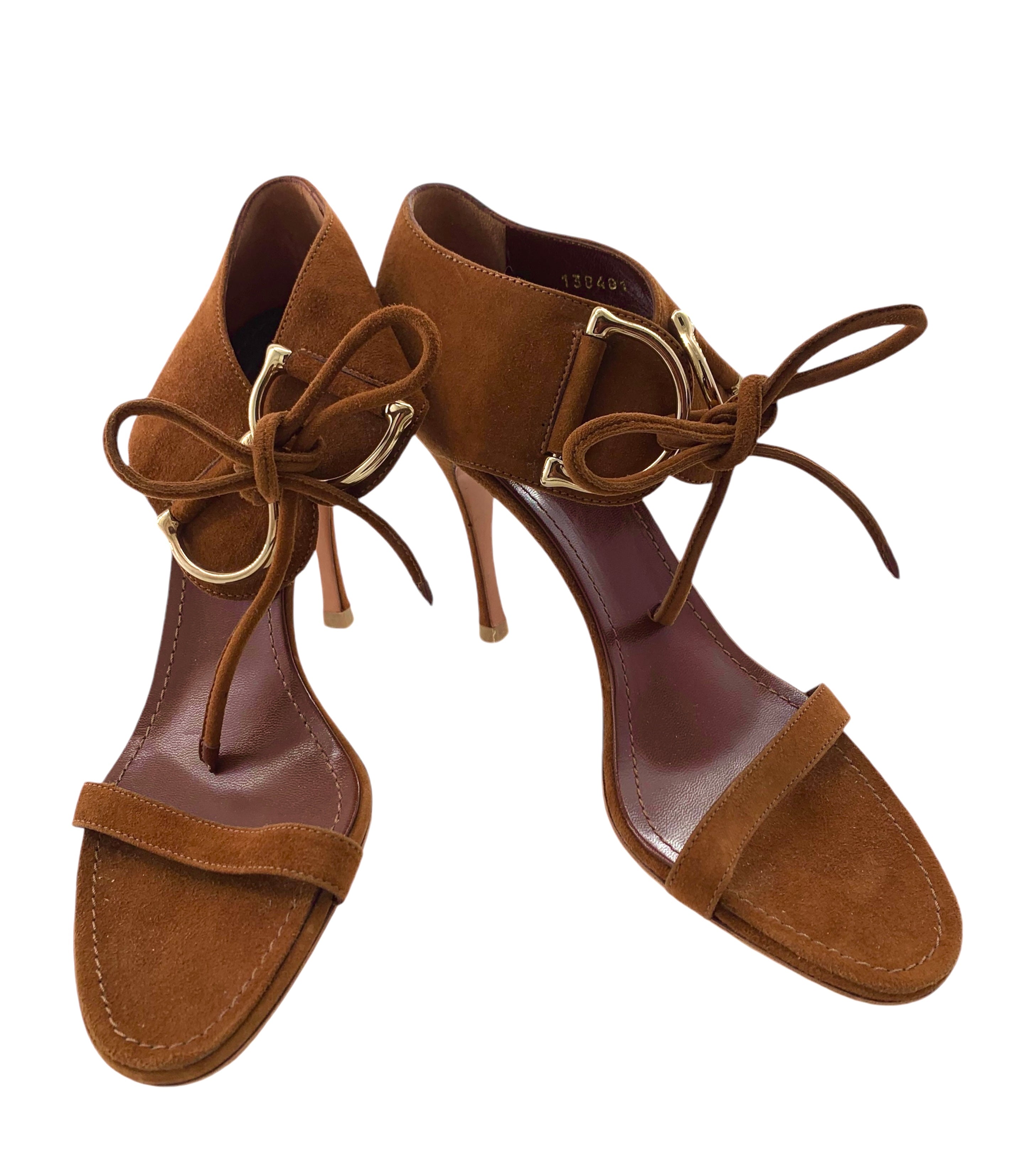 Tom Ford for Gucci S/S 2003 Horsebit Cognac Brown Suede Heels, 9B