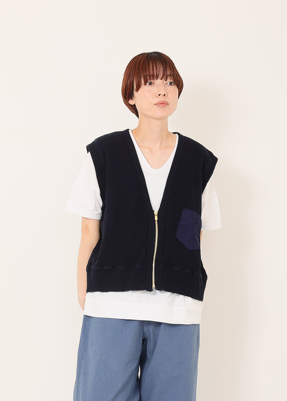 コットンビッグワッフルベスト│to touch