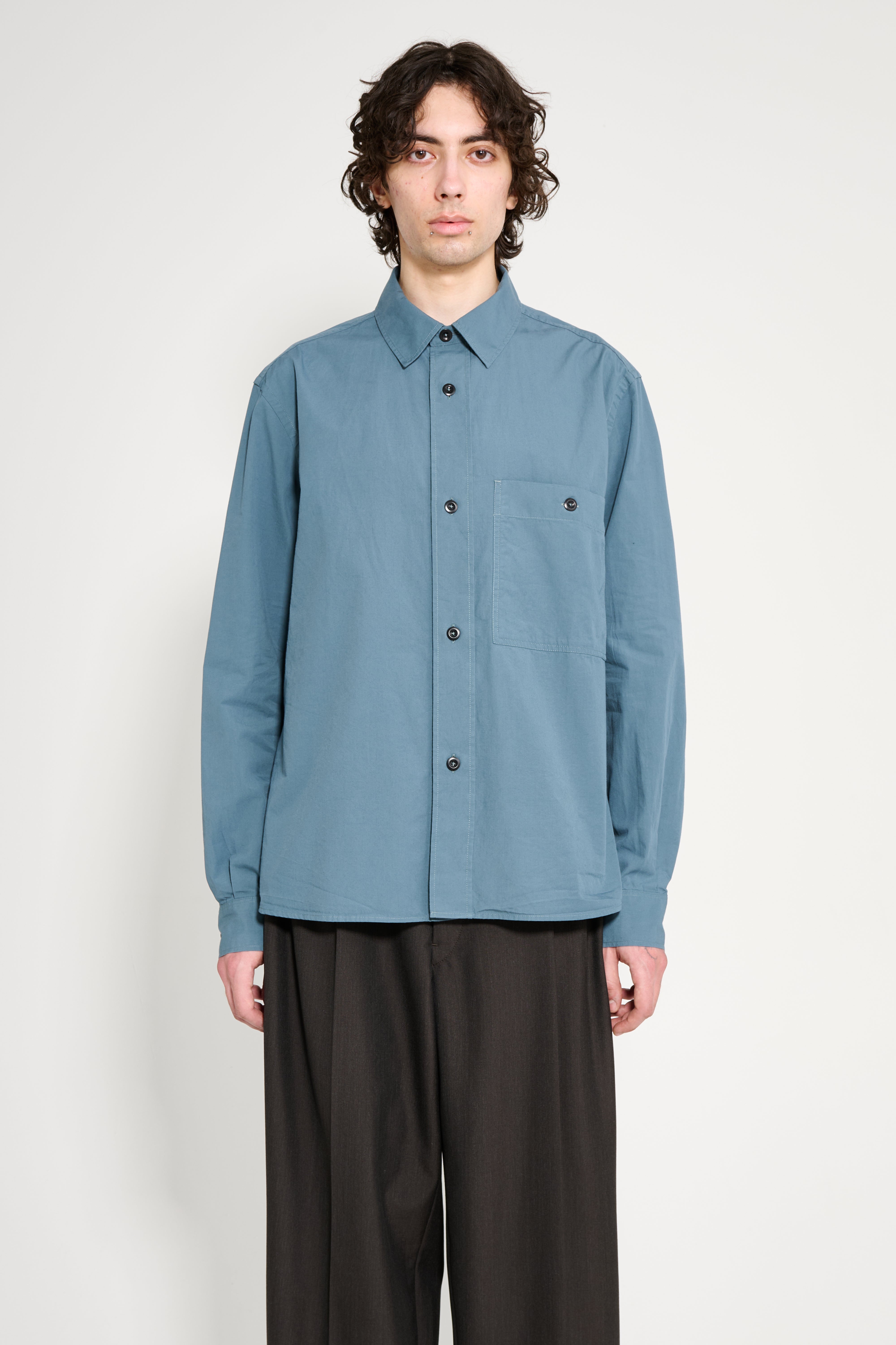 Margaret Howell MHL Overall Shirt Washed Cotton Poplin Mineral