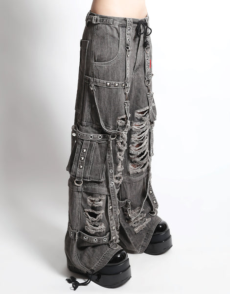 TRIPP NYC - SHREDDER DENIM STRAP PANT BLACK