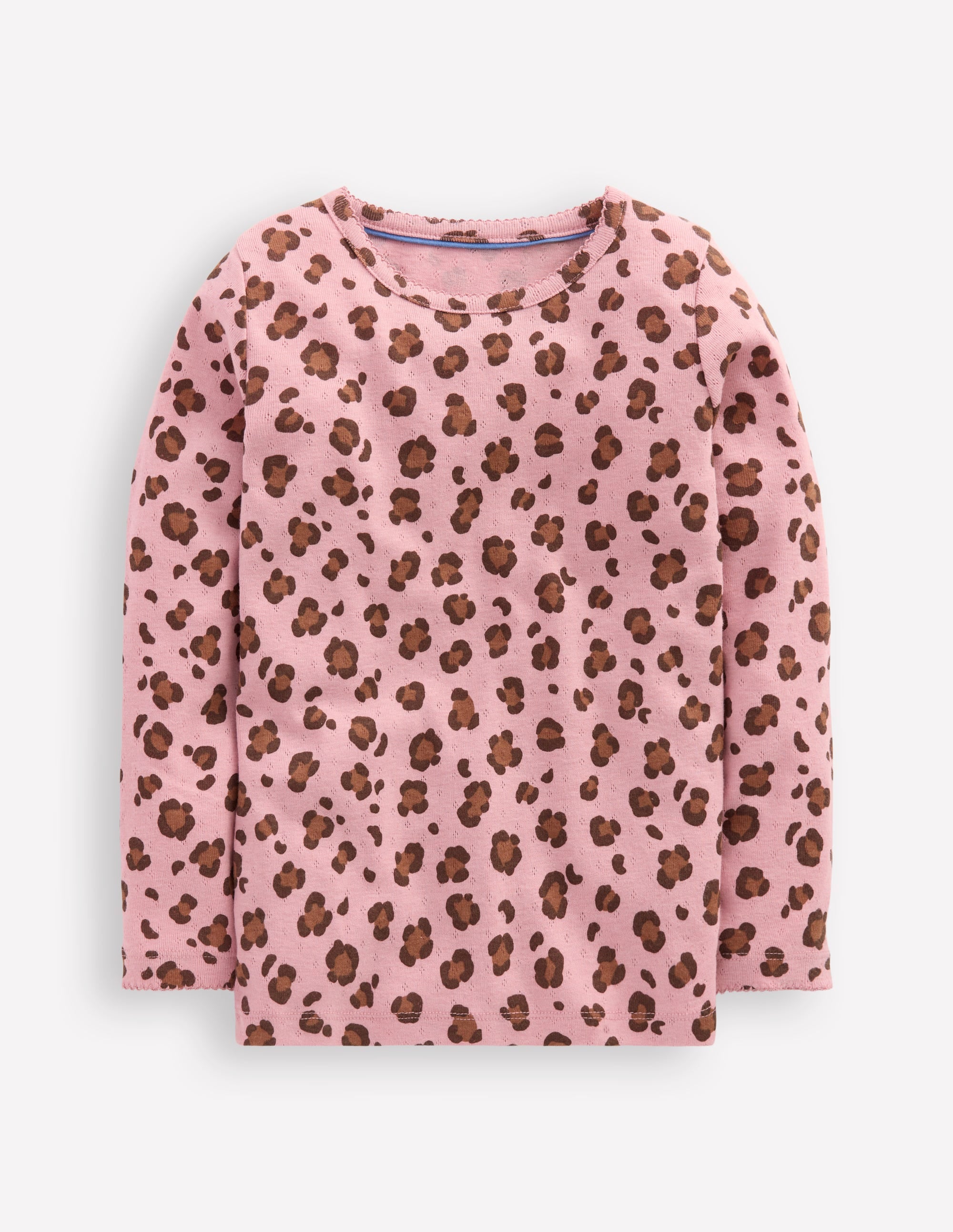 Long Sleeve Pointelle Top-Vintage Pink Leopard | Boden USA