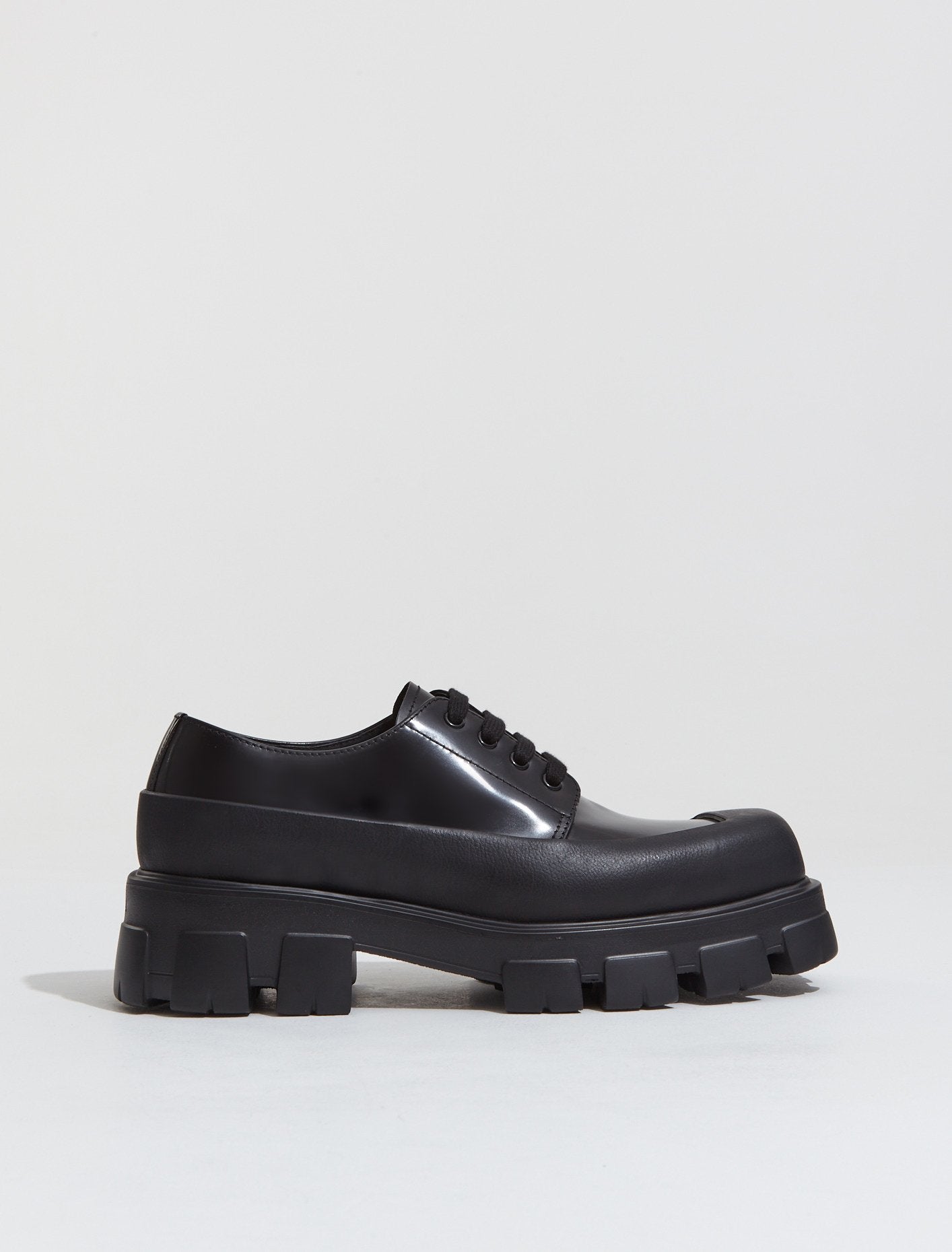 Prada - Monolith Square-Toe Derby Shoes in Black