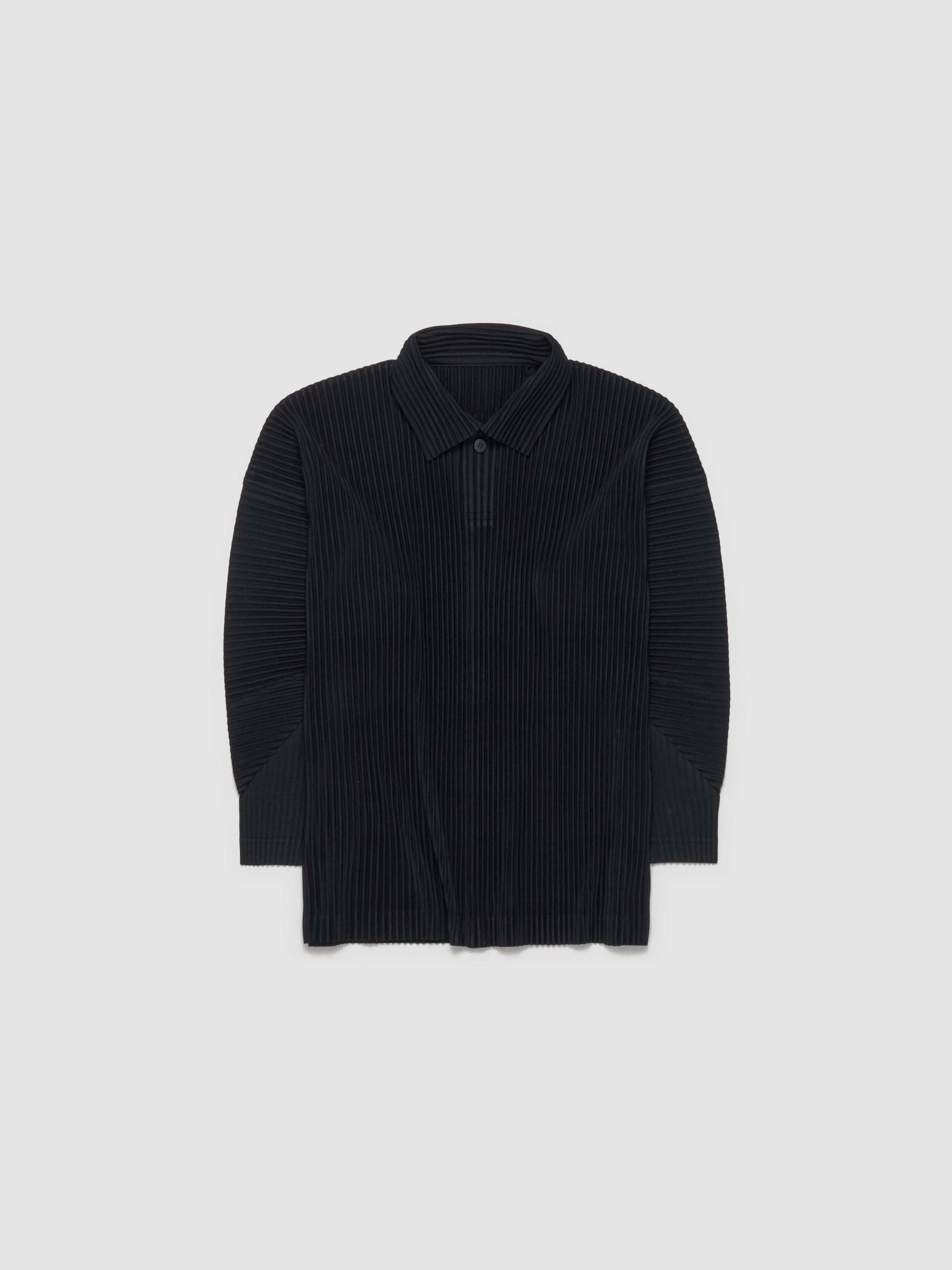 HOMME PLISSÉ Issey Miyake - Pleated Polo Shirt in Black