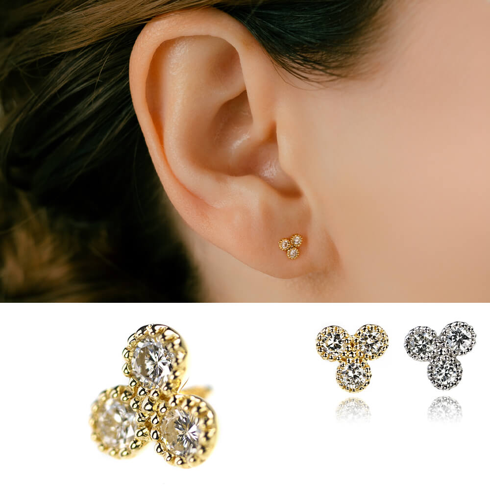 ダイヤモンド ボディピアス│K18ゴールド＆プラチナ 金属アレルギー