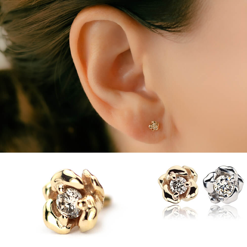 薔薇のボディピアス │ローズモチーフ・可愛いバラの軟骨ピアス – PICOLLET