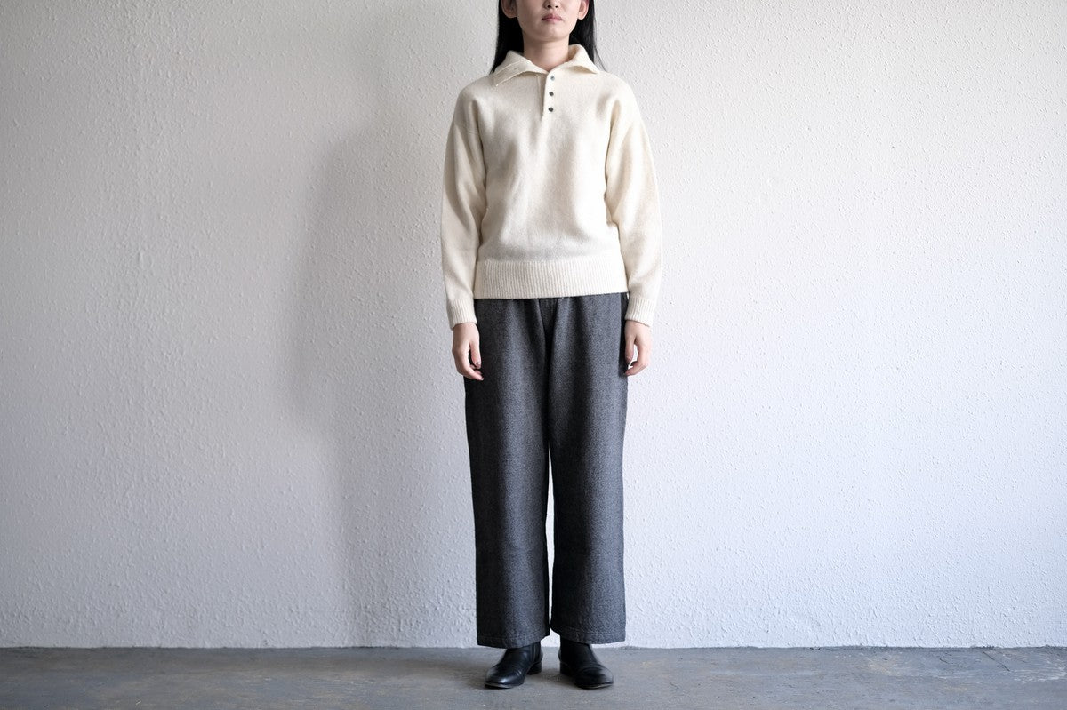 MITTAN / ウールシルクWフェイスハイネック 白 KN-29 / unisex – PINT_MN