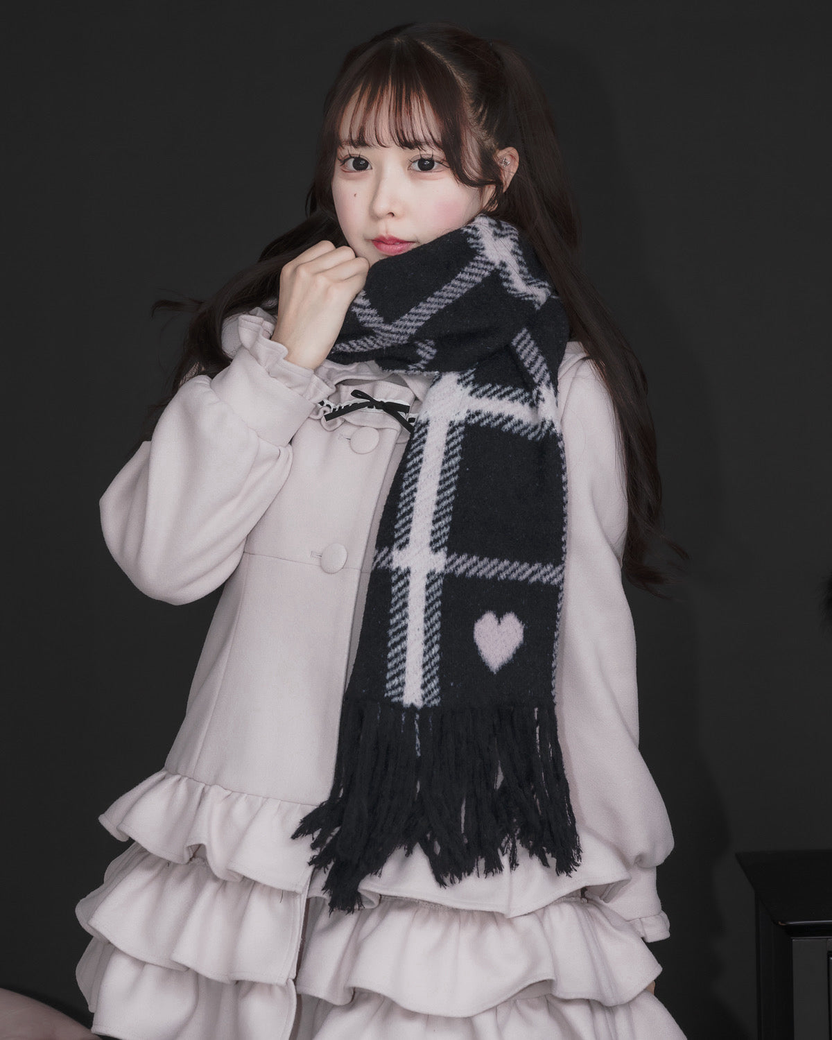 ハートチェックマシュマロニットマフラー – pium