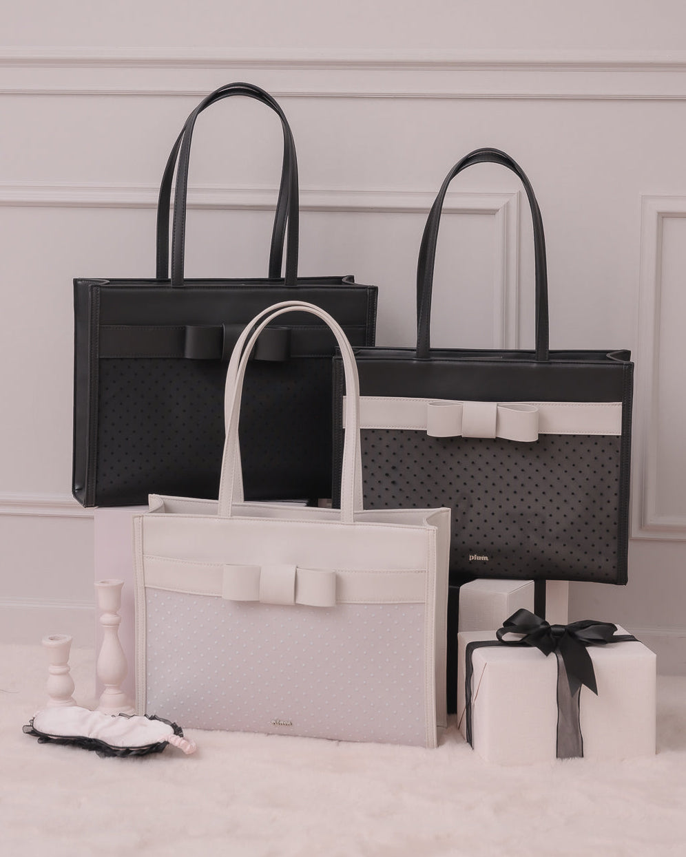 フロントリボンドットチュールトートバッグ – pium