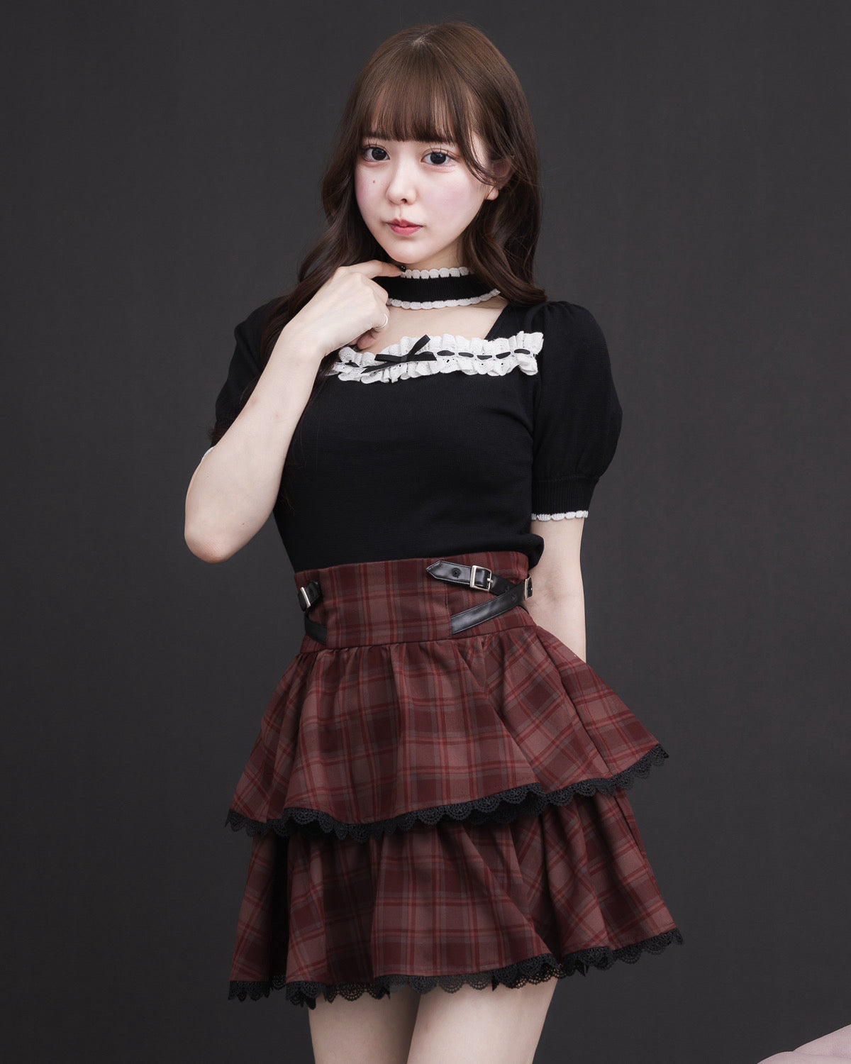 コットンフリルチョーカーニット – pium