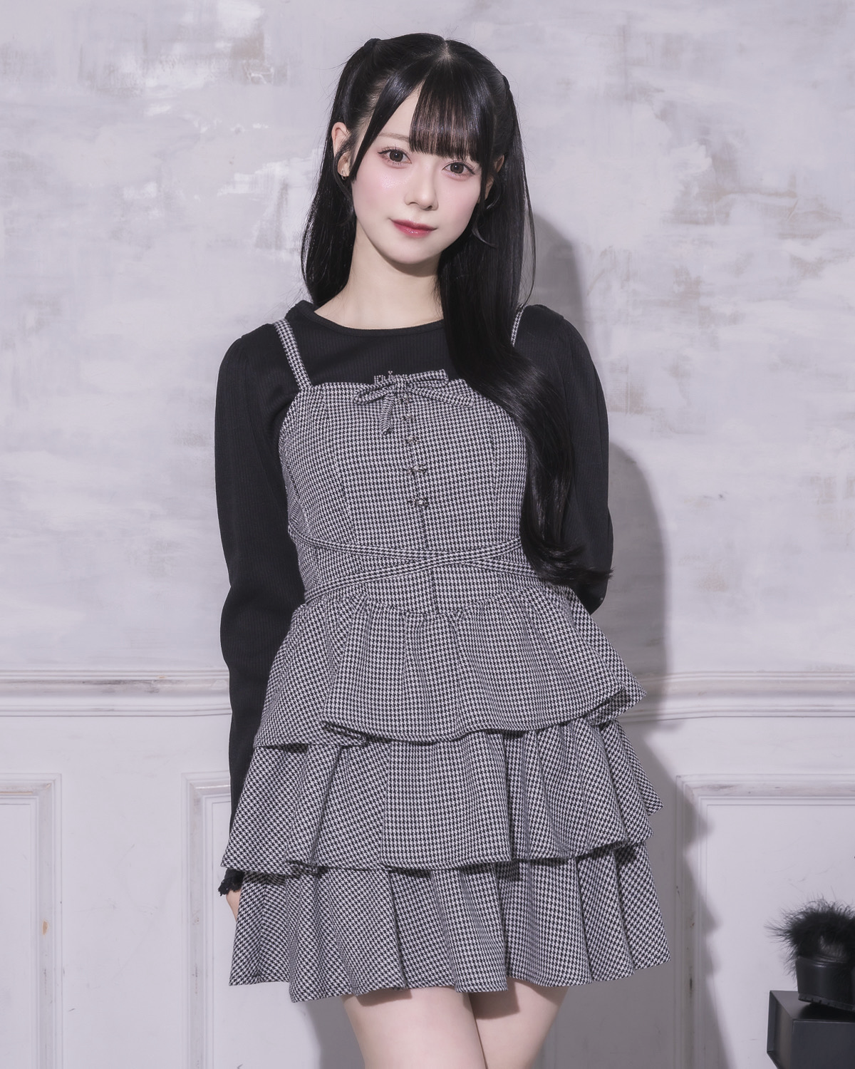 フロントホックティアードジャンパースカート – pium