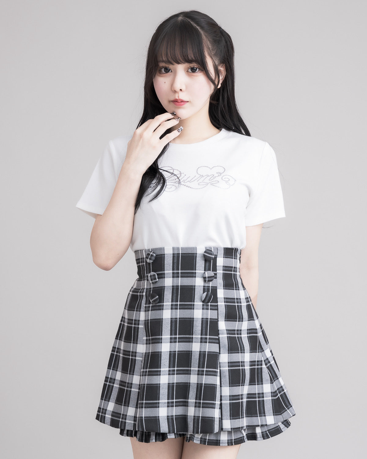 フロントボタンタックフレアスカパン – pium