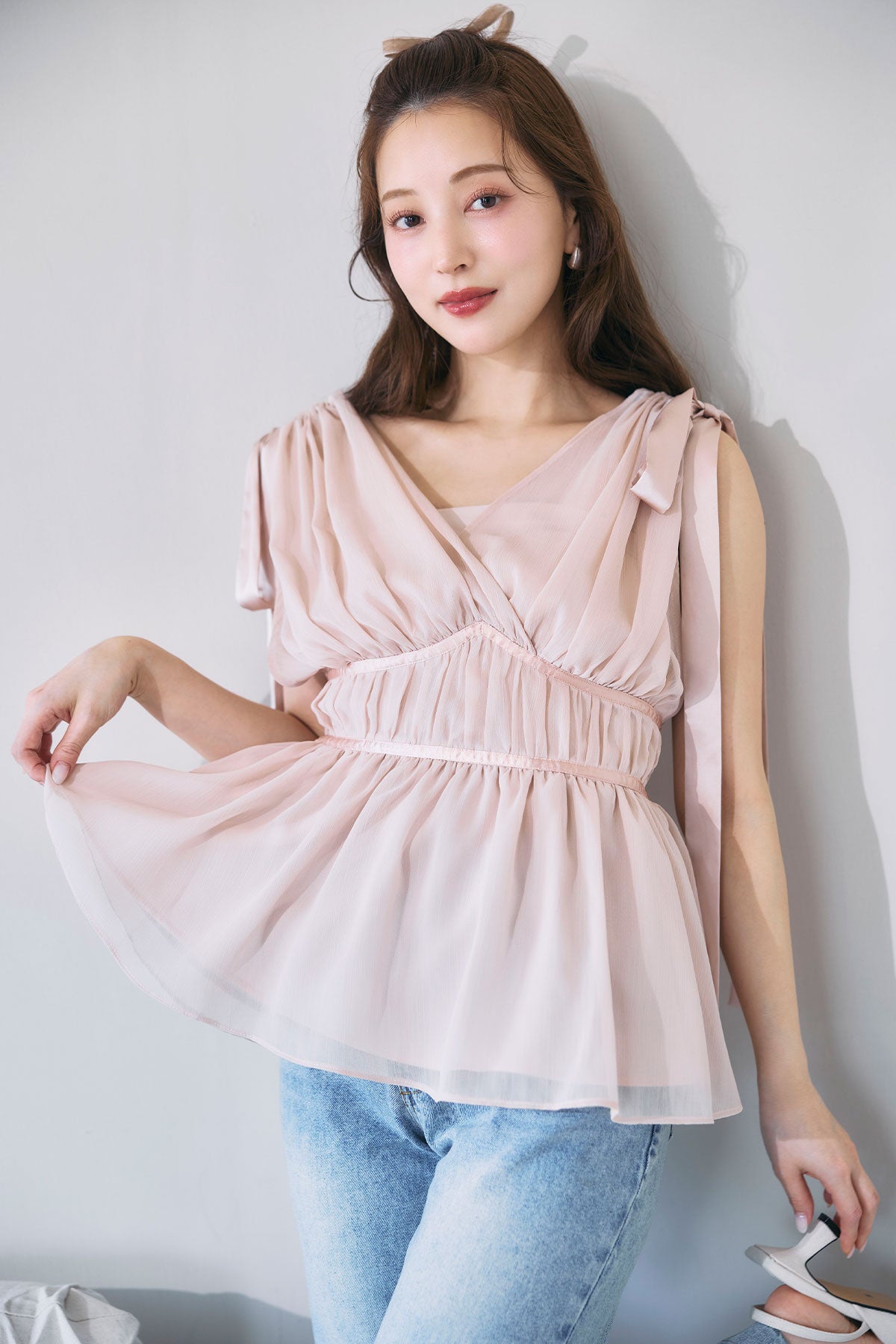 ショルダーリボンシフォンブラウス – poláura OFFICIAL ONLINE STORE