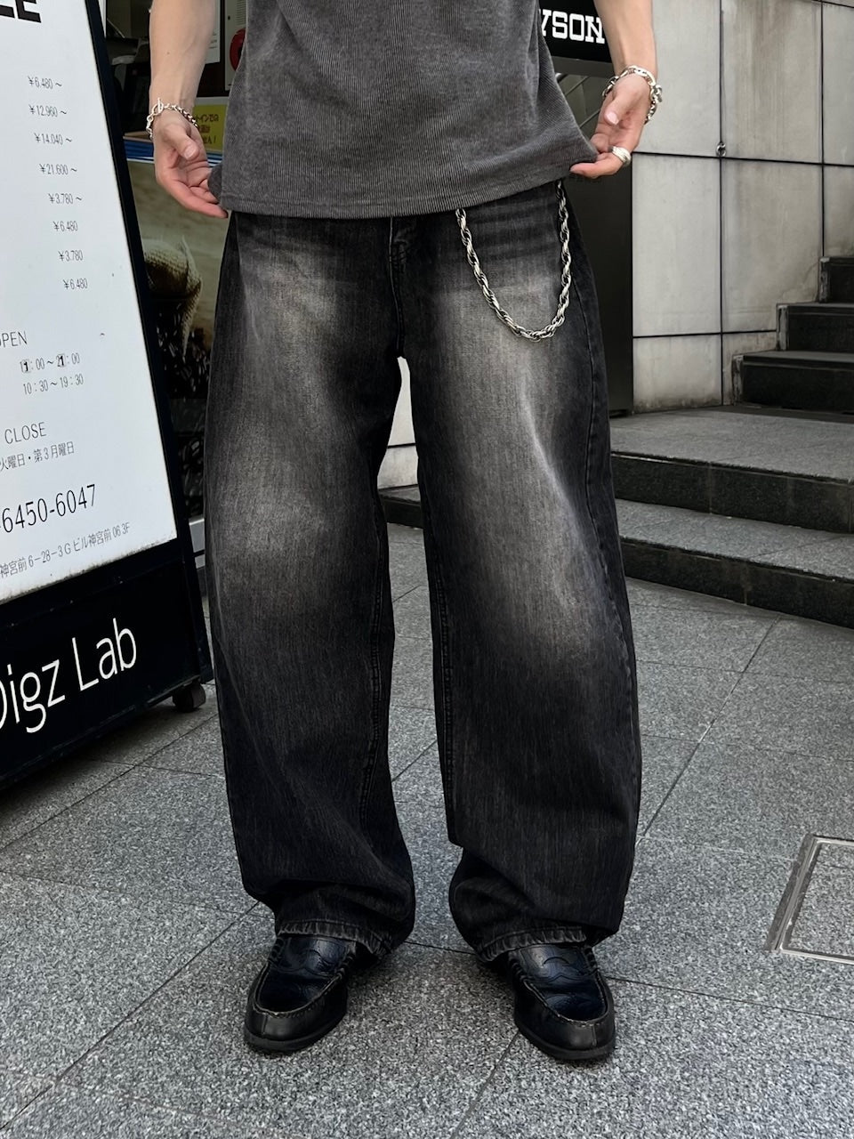 大阪店WEB限定受注制【Chikashitsu +】vintage wash semi wide denim