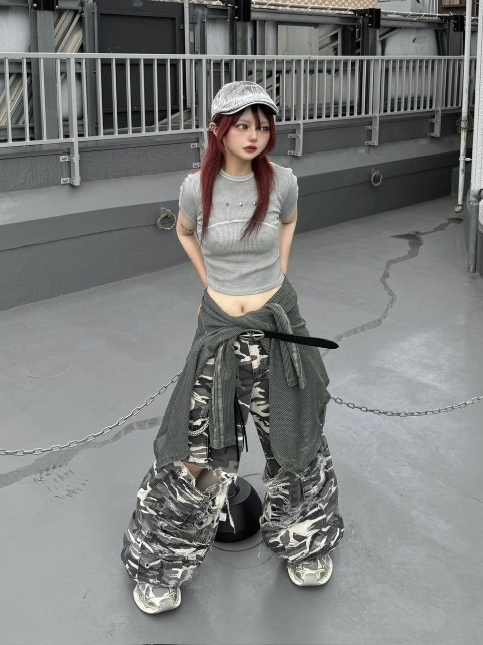 受注制【Never mind the XU】pigment rib crop tee (3color