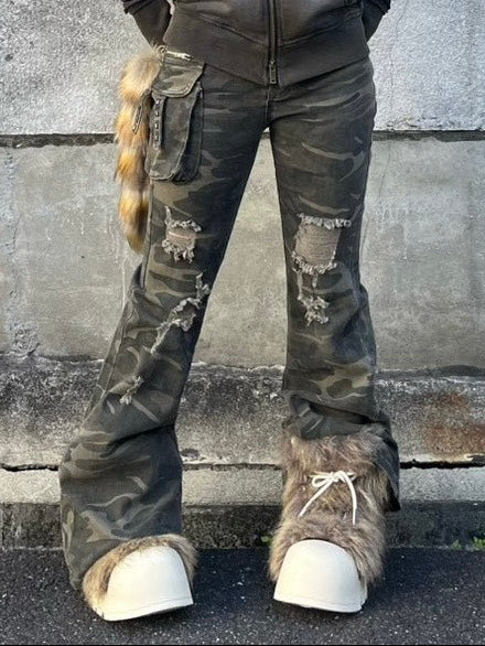 Never mind the XU】camouflage flare pants / 【ネバーマインドザ