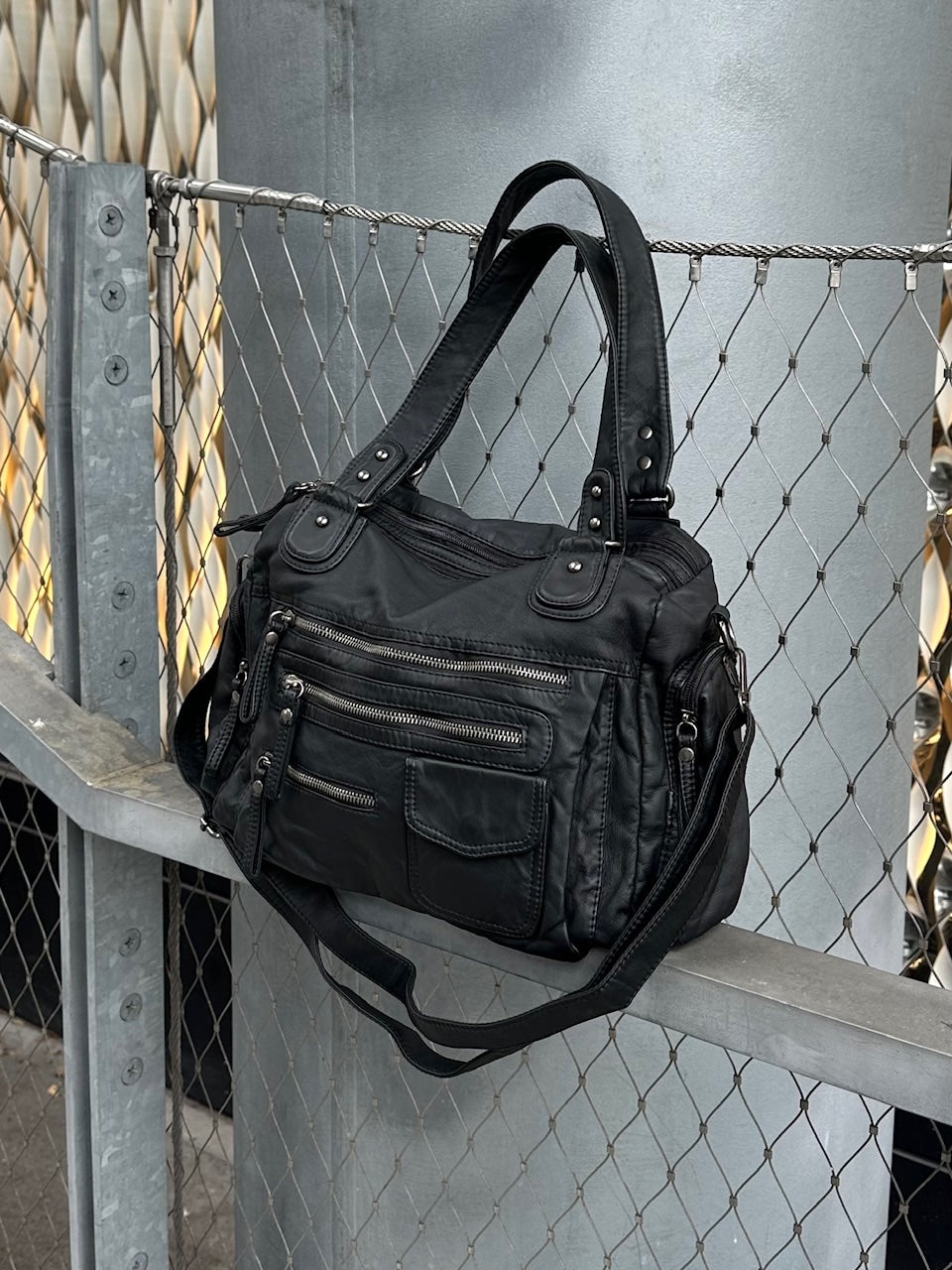 大阪店WEB限定受注制【Chikashitsu +】leather studs shoulder bag