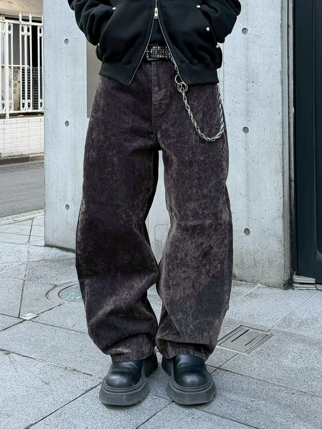 受注制【Chikashitsu +】velvet touch buggy denim pants