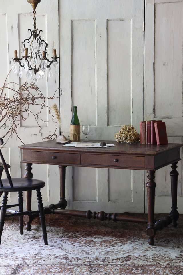 Q72 フランスアンティーク 2ドロワーデスク 書斎デスク 机