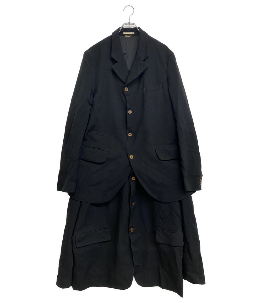 COMME des GARCONS HOMME PLUS コート ポリ縮絨製品染め 2段 連結