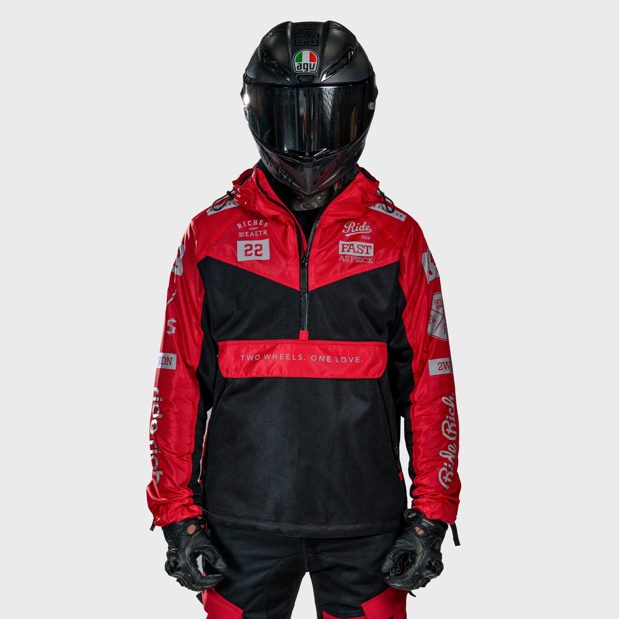 Concord™ V2.Flow™ Mesh Armoured Anorak Motorcycle Jacket {RR GP/Red}