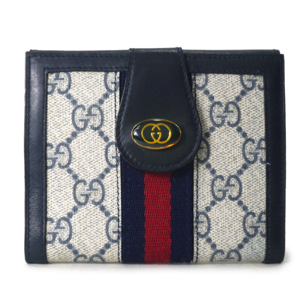 OLD Gucci アクセコ!!シェリーコンパクト折財布（青） – Vintage Shop