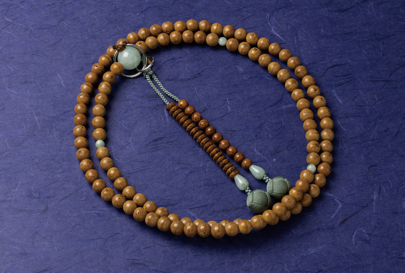 鳳眼菩提樹尺六寸百八浄土珠数翡翠仕立 – 京念珠ぜにや