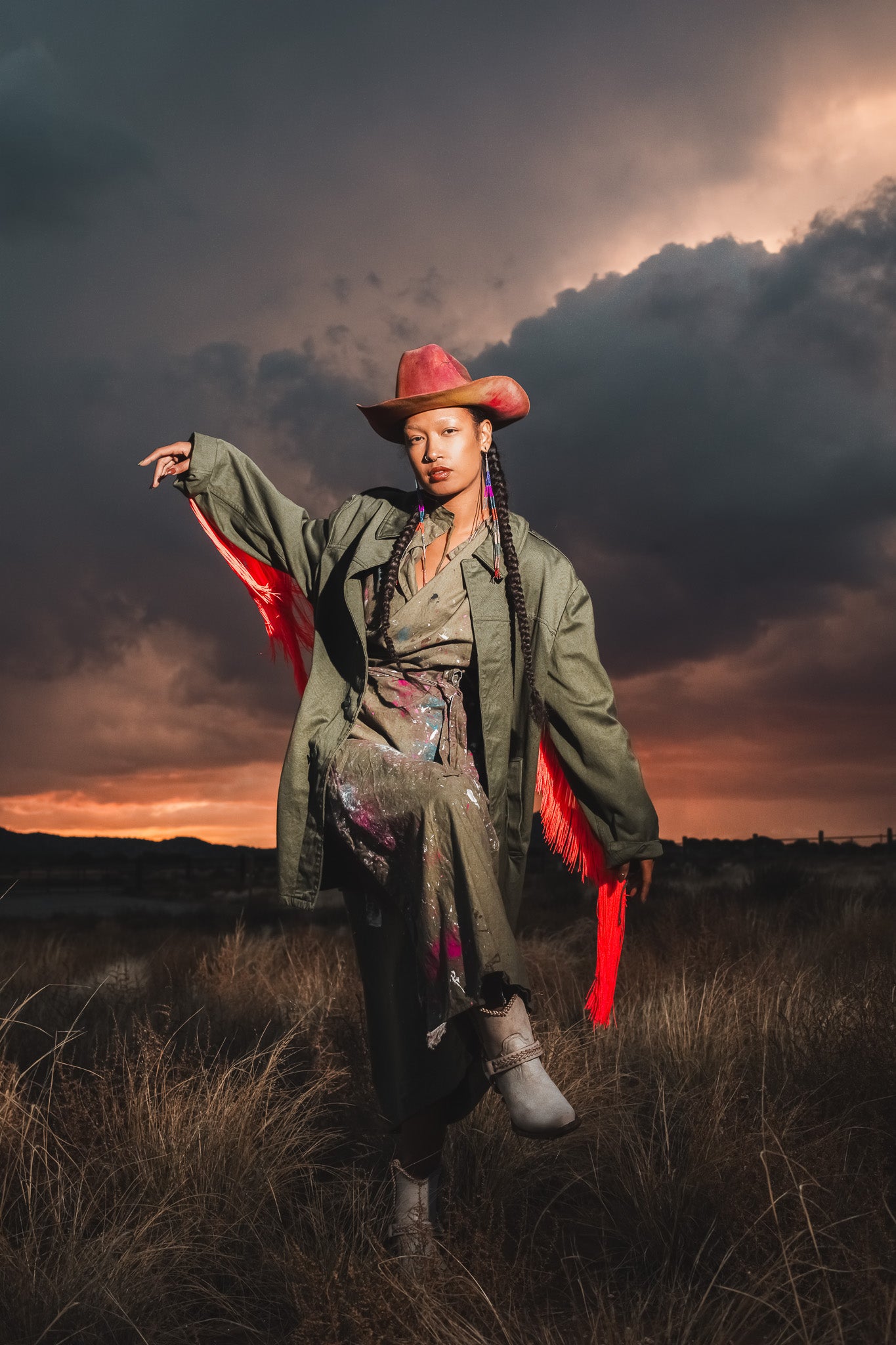 Upcycled Vintage Military Trench Coat- Neon Coral – 4KINSHIP